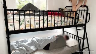 Dude Creampied Hot Cheating Babe In Hostel While Husband Takes A Nap Above Them