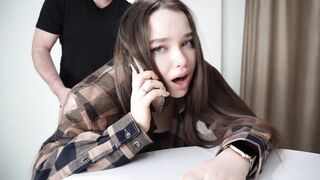 Fucking my stepsister while she's on the phone.