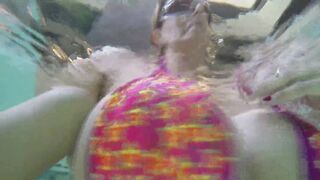 The Mexican Whore fucking her best friend in public, in the pool of her apartments.