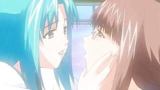 Hentai chick catches peeping tom so she sucks his dick