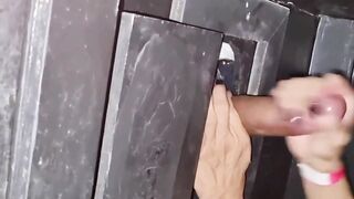 naughty milf goes to swing at Gloryhole to suck dick