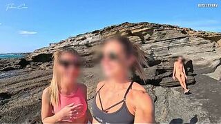 TWO BITCHES ON THE BEACH: my cock exposed to two fit girls on the beach