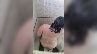 Hidden Camera in Shower Catches Thick Latina BBW Washing Her Big Ass - Voyeur Overhead View