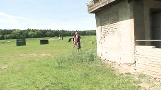 Old grandpa fucked a busty teen outdoors