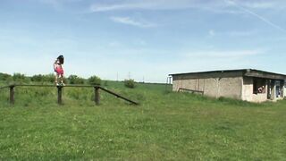 Old grandpa fucked a busty teen outdoors