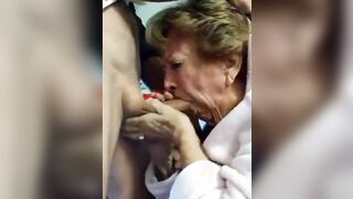 Grandma Gags On Cum In Her Mouth